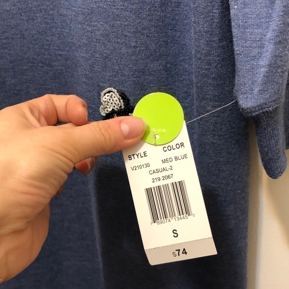 Beaded Bee Soft Blue Sweater Dress Small - Picture 6 of 10